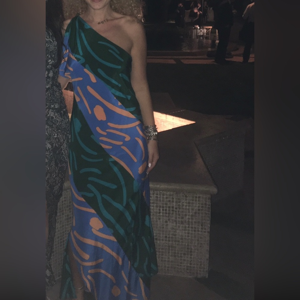 Diane Von Furstenberg silk one shoulder multi colored dress